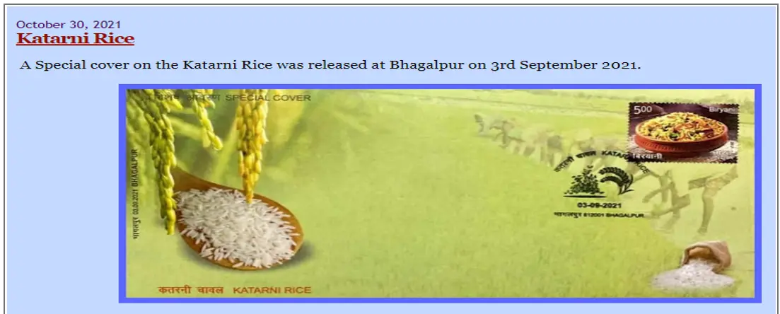 This picture features a Katarni Rice Post Card cover.